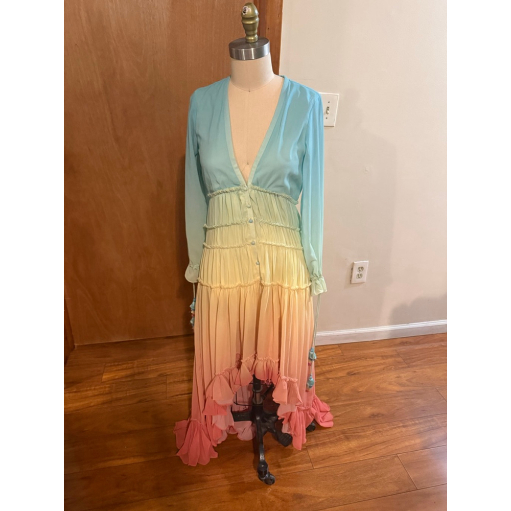 Women's ROCOCO SAND Ombre Maxi Dress XS Blue Pink - Picture 3 of 9